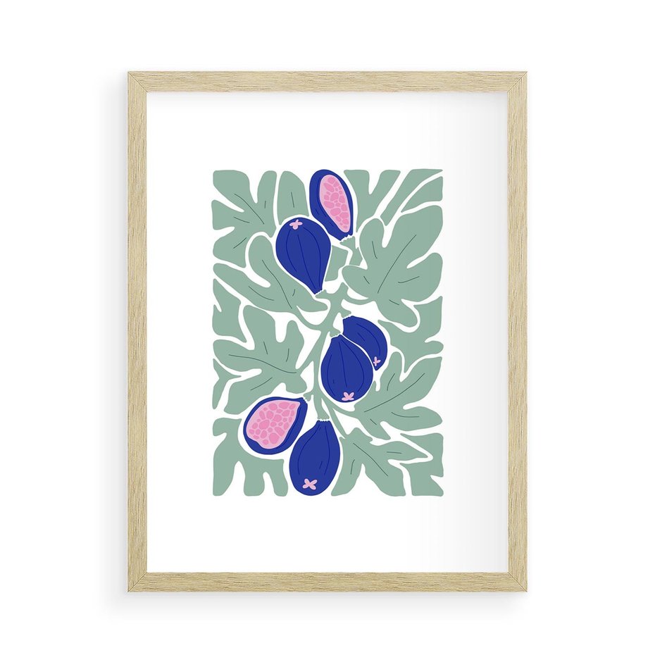 Plakat w ramie 50x70 - Figi Fioletu - figi, sztuka nowoczesna - rama drewno