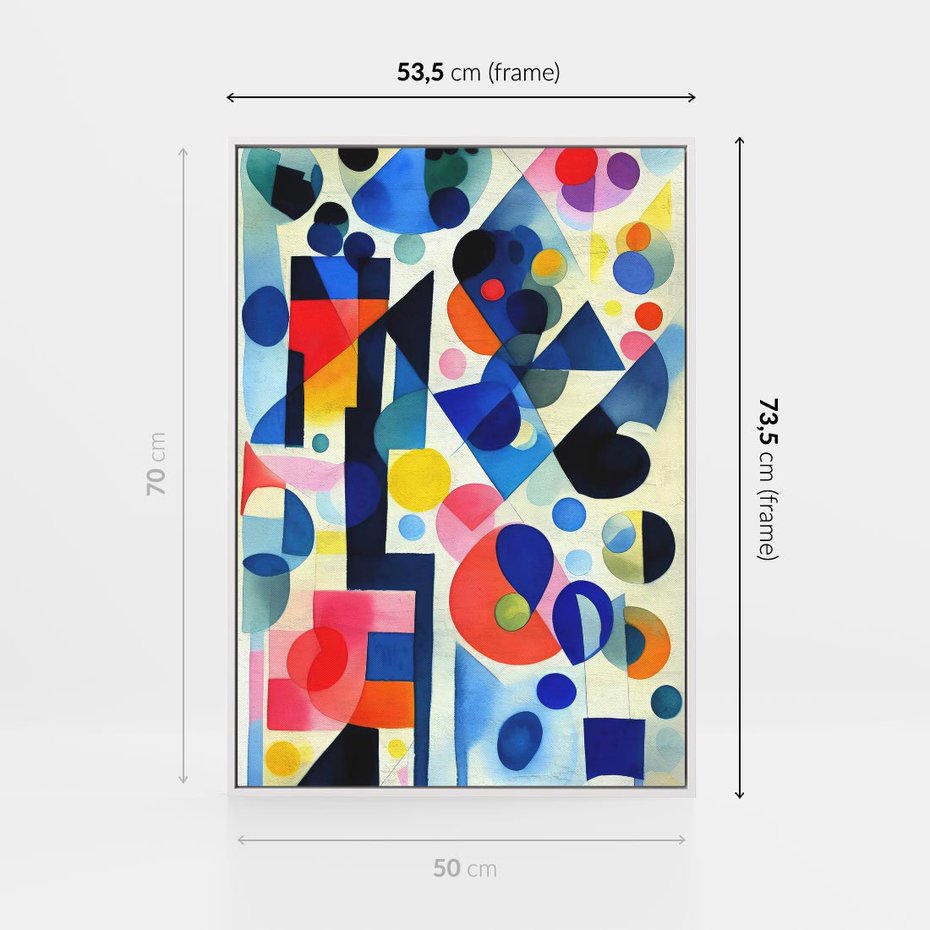 Obraz w ramie 50x70 - Księga Akwarelowych Przeniknięć - abstrakcyjny obraz, różne kolorowe kształty - rama biała