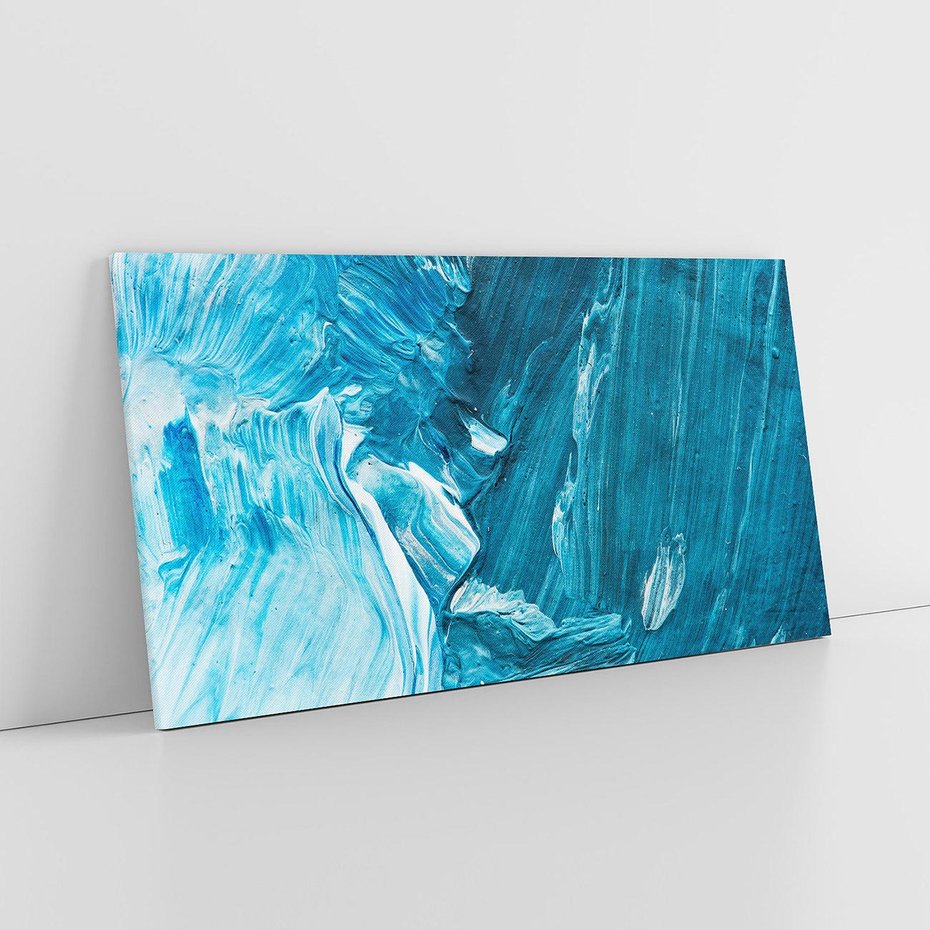 Obraz na płótnie 140x70 - W stronę niebieskiego horyzontu - abstrakcja, rozlane farby