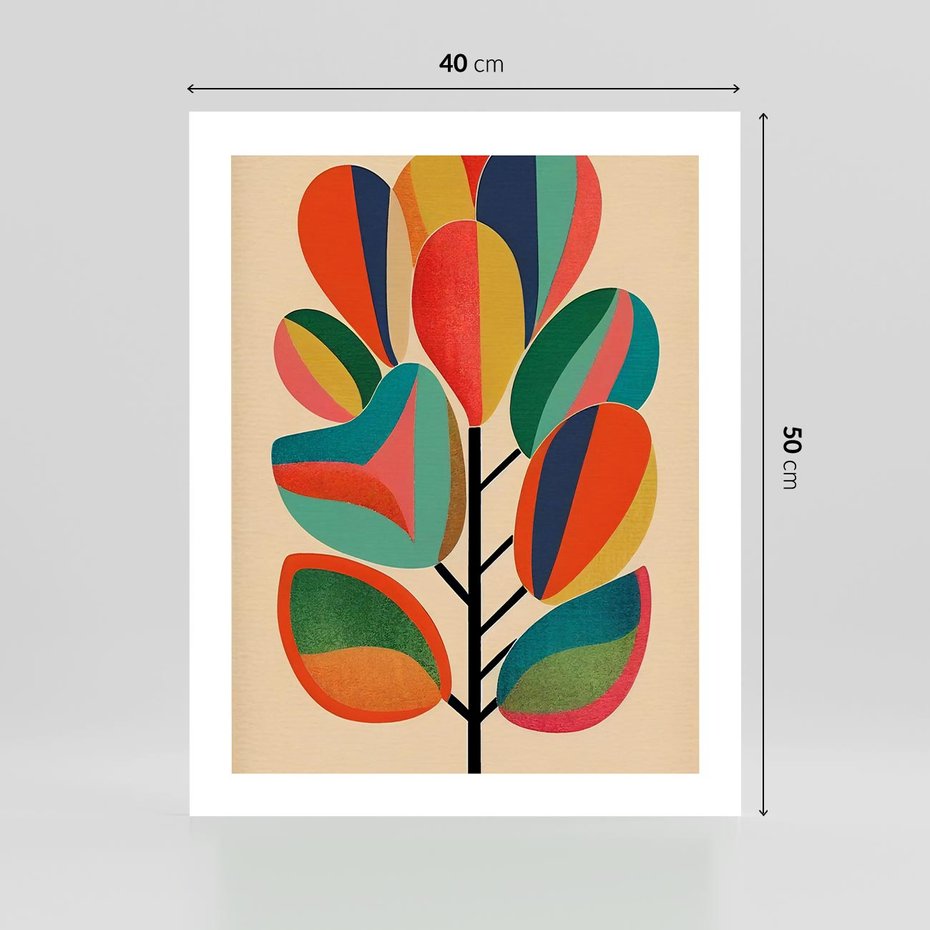 Plakat bez ramy 40x50 - Wnętrza Kształtów - abstrakcyjny kolorowy tęczowy obraz, inspiracje roślinne