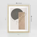 Plakat w ramie 40x50 - Jedną Linią: Kobieca Twarz - abstrakcja, plamy w tle - rama drewno