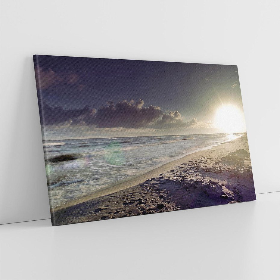 Obraz na płótnie 120x80 - Plaża Morza i Zachód Słońca - plaża, morze