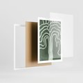 Plakat w ramie 50x70 - Inspirujące Zawiłości Zieleni - abstrakcyjny kształt, zielony plakat - rama biała