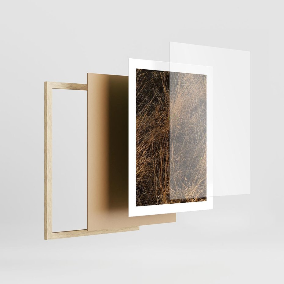 Plakat w ramie 30x40 - Szlachetna Suchość Traw - trawy, suche trawy - rama drewno