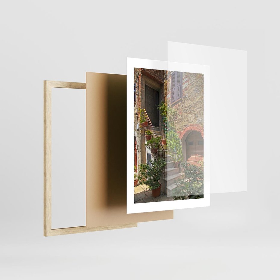 Plakat w ramie 30x40 - Wznies się na wyżyny - schody, perspektywa - rama drewno