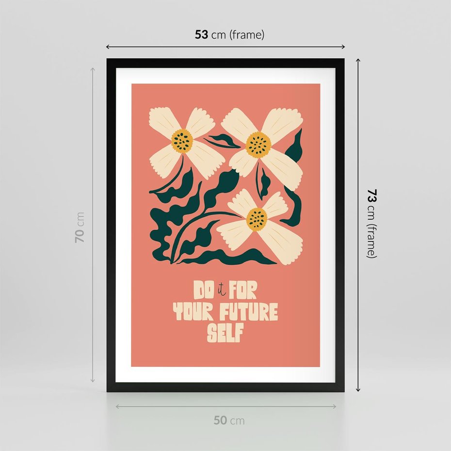 Plakat w ramie 50x70 - Mgliste Refleksje - nowoczesny plakat, różowe tło - rama czarna