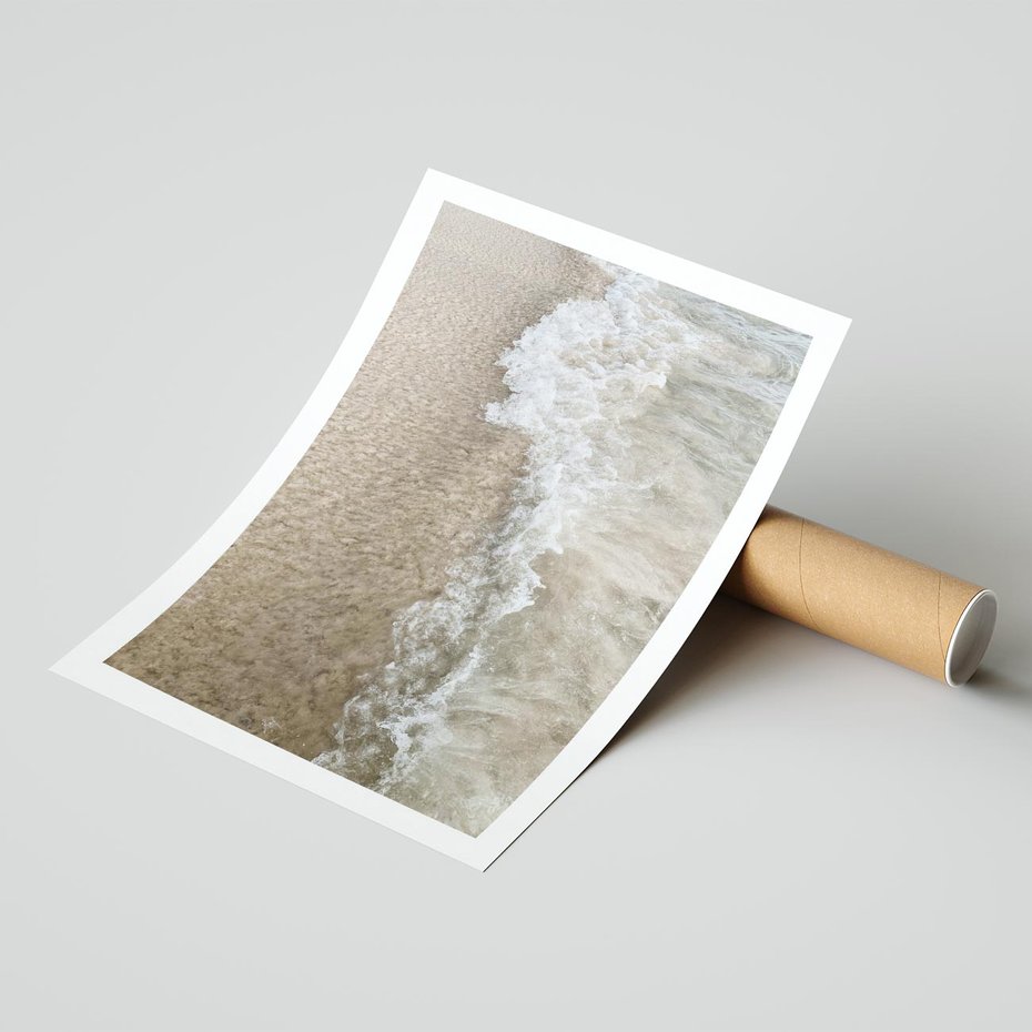 Plakat bez ramy 21x30 - Fale Morza na Piasku - plaża, morze