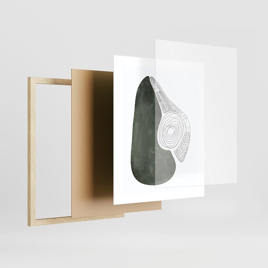 Plakat w ramie 40x50 - Owocowe Boho Inspiracje - minimalistyczny plakat, gruszka - rama drewno