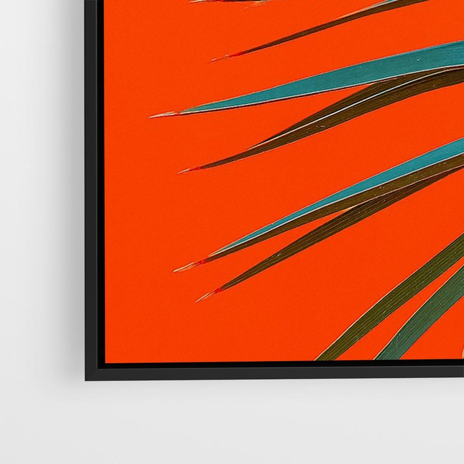 Obraz w ramie 100x70 - Egzotyczny Urok - liście, palma - rama czarna