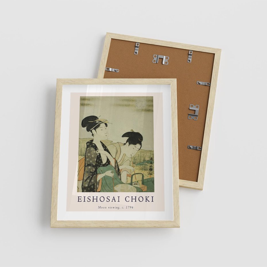 Plakat w ramie 40x50 - Rycina Eishosai Choki - staraa chińska rycina, eishosai choki - rama drewno