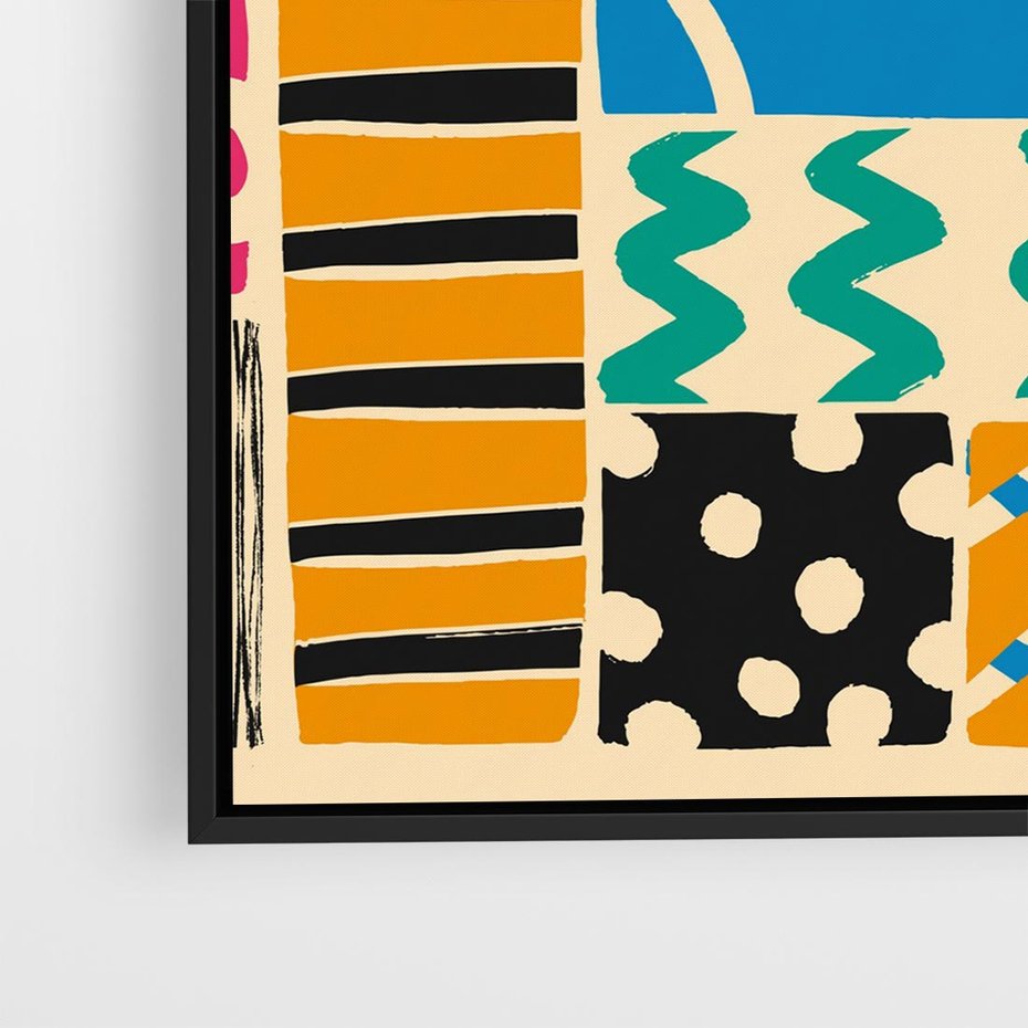 Obraz w ramie 50x50 - Etno Boho - etno ornamenty, boho klimat - rama czarna