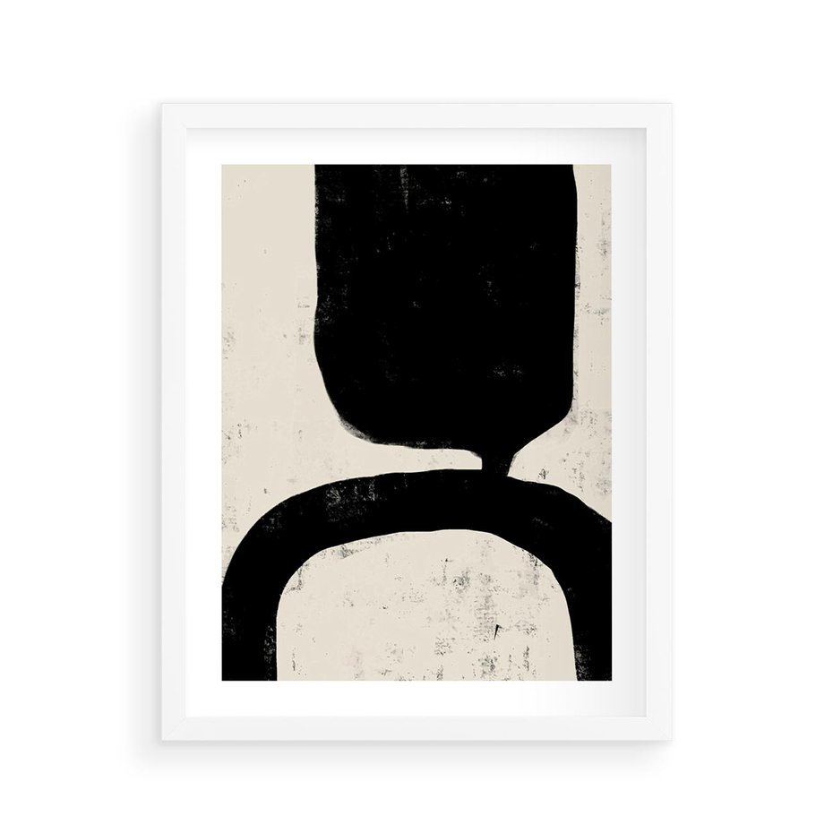 Plakat w ramie 40x50 - Przenikające Plamy - abstrakcyjna sztuka, minimalizm - rama biała