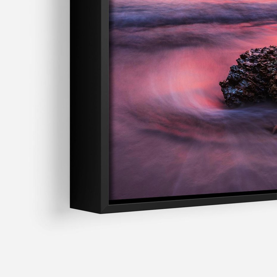 Obraz w ramie 50x50 - Zaklęty Zachód - magiczny zachód słońca, fioletowe - rama czarna