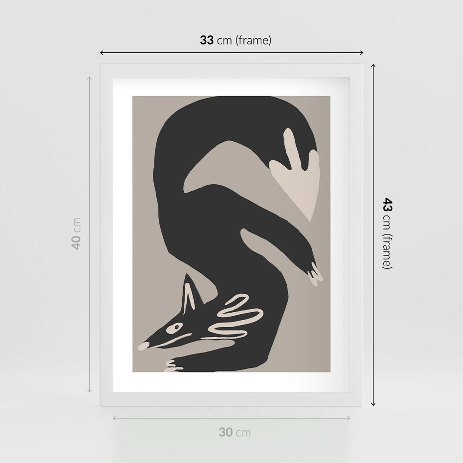 Plakat w ramie 30x40 - Ekspresja Skandynawskiego Światła - skandynawska sztuka, lis - rama biała