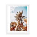 Plakat w ramie 50x70 - Plażowa Idylla z Palmami - palmy, rajska plaża - rama biała