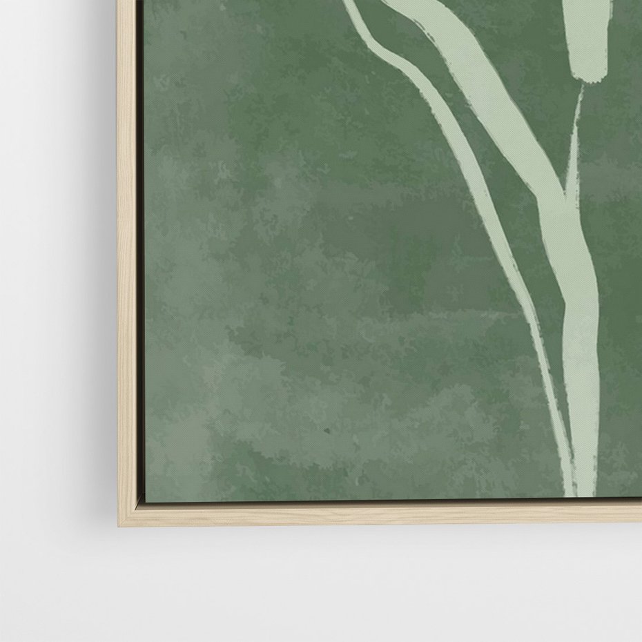 Obraz w ramie 50x70 - Zielony Oddech - zielona abstrakcja, zgaszona zieleń - rama drewno