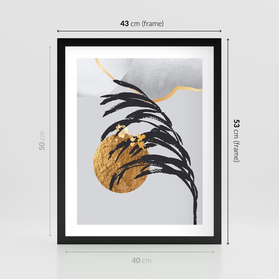 Plakat w ramie 40x50 - Palma w Szkicu - nowoczesna grafika, palma - rama czarna