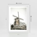 Plakat w ramie 30x40 - Wiejska Idylla z Młynem - wiatrak, młyn - rama biała