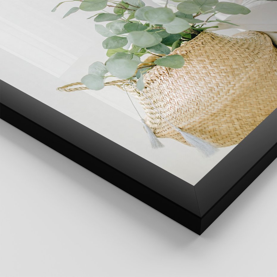 Zestaw obrazy w ramie 50x70 galeria - Kwiaty, koszyk, minimalizm, prostota - rama czarna