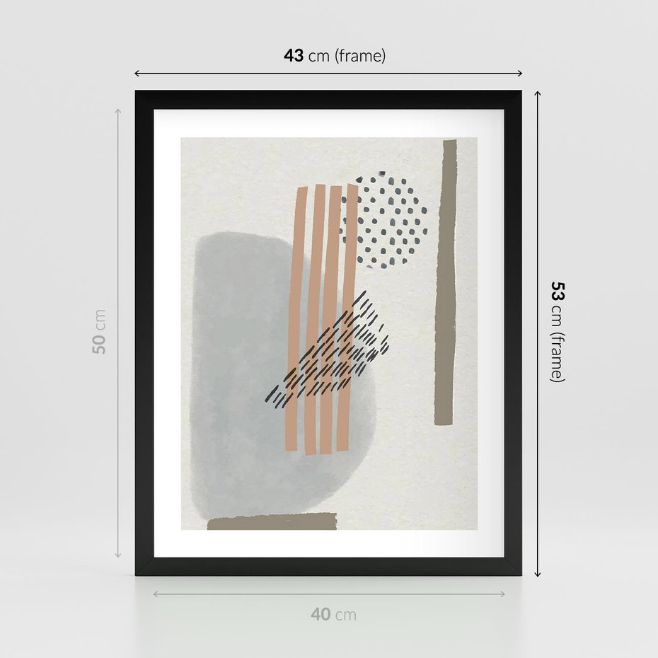 Plakat w ramie 40x50 - Nowoczesna Abstrakcja: Delikatne Beże - abstrakcja, nowoczesna sztuka - rama czarna