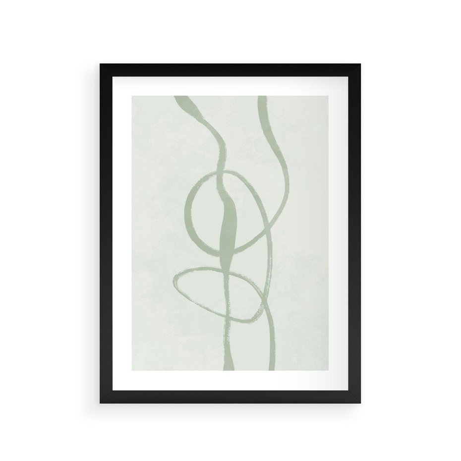 Plakat w ramie 30x40 - Zieleń Wewnętrznej Harmonii - zielona abstrakcja, zgaszona zieleń - rama czarna