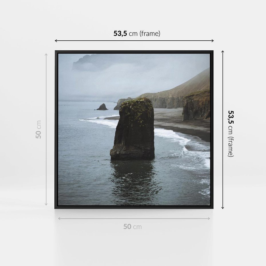 Obraz w ramie 50x50 - Mistyczna Aura - morze, mgła - rama czarna