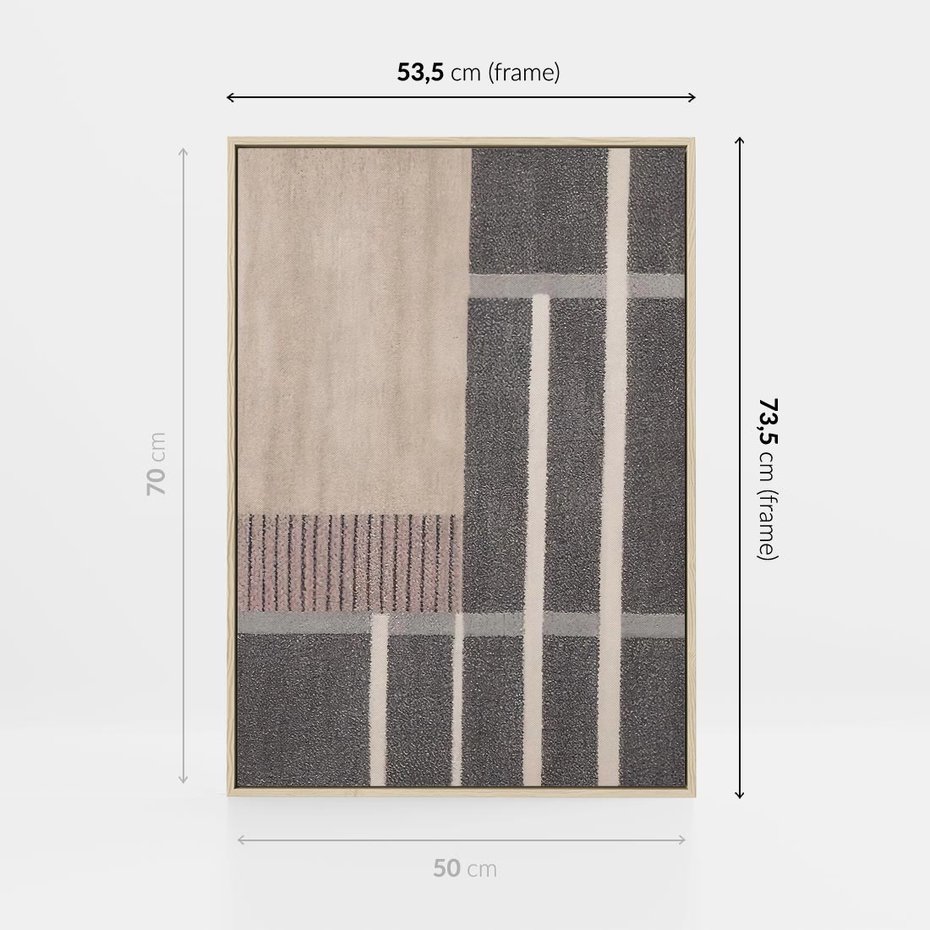 Obraz w ramie 50x70 - Harmonia skradzionych odcieni - symetryczne, geometryczne pasy - rama drewno