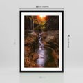 Plakat w ramie 50x70 - Barwna Harmonia - strumień, las - rama czarna