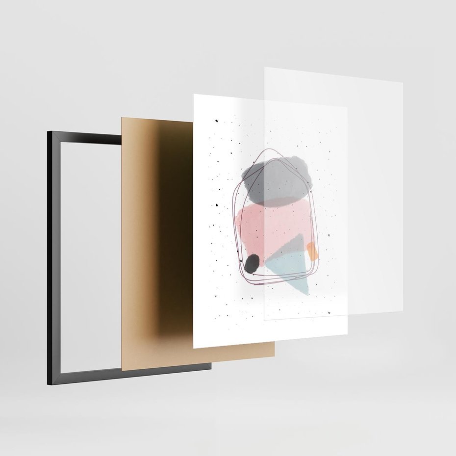 Plakat w ramie 40x50 - Migotliwa Opowieść - abstrakcyjna kompozycja, jak ręcznie malowana - rama czarna