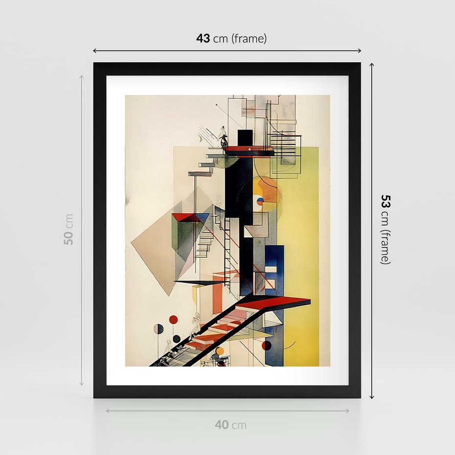 Plakat w ramie 40x50 - Kolorowe Wnętrza Inspiracji - abstrakcyjny obraz, jak kandinsky - rama czarna