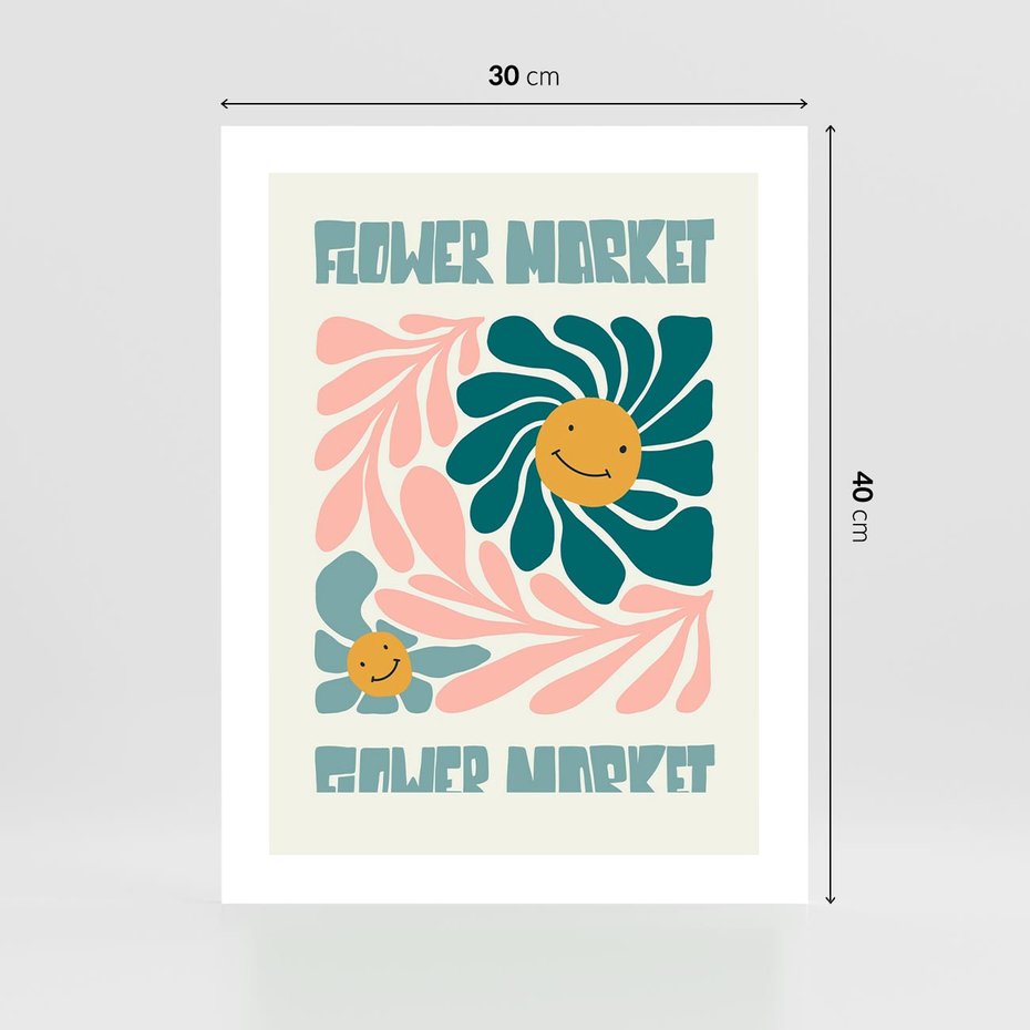 Plakat bez ramy 30x40 - Harmonia płatków kwiatów - kwiatowa retro kompozycja, pastelowe kolory