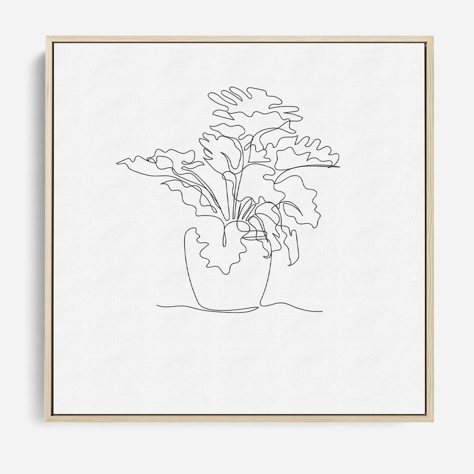 Obraz w ramie 80x80 - Rozkwitające Formy - szkic, minimalizm - rama drewno