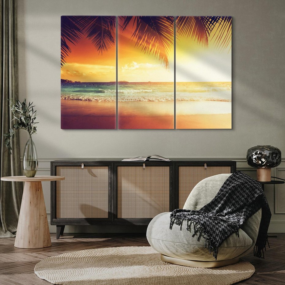 Obraz na płótnie 120x80 - Magia zachodu słońca na Karaibach - Karaiby, zachód