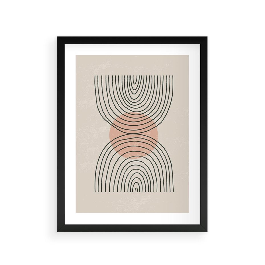Plakat w ramie 30x40 - Nowy Rytuał - abstrakcyjna sztuka, boho kształty - rama czarna