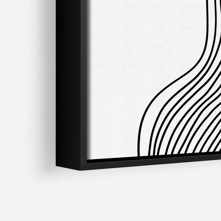 Obraz w ramie 50x50 - Refrakcje Przestrzeni - mnimalistyczna forma, czarne linie - rama czarna