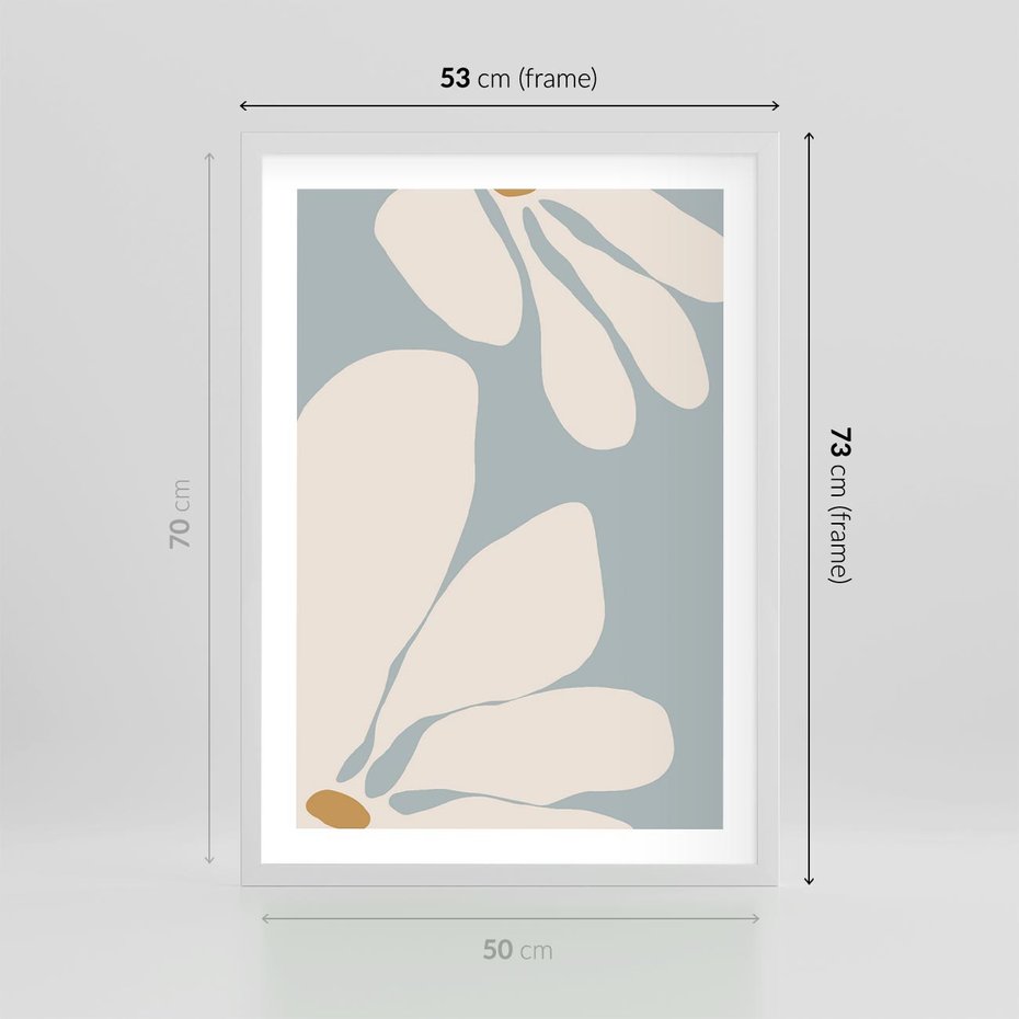 Plakat w ramie 50x70 - Pastelowe Marzenia Kwiatów - kwiaty, nowoczesne i minimalistyczne - rama biała