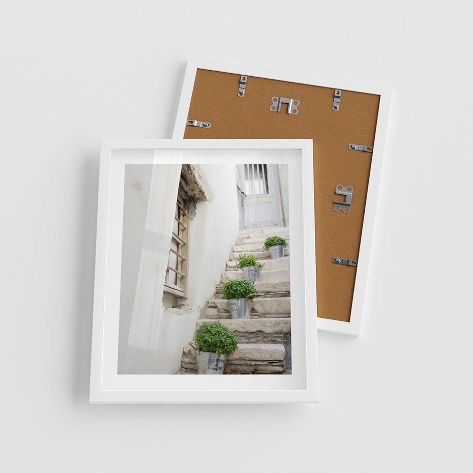 Plakat w ramie 40x50 - Wznoszące się Marzenia - schody, perspektywa - rama biała