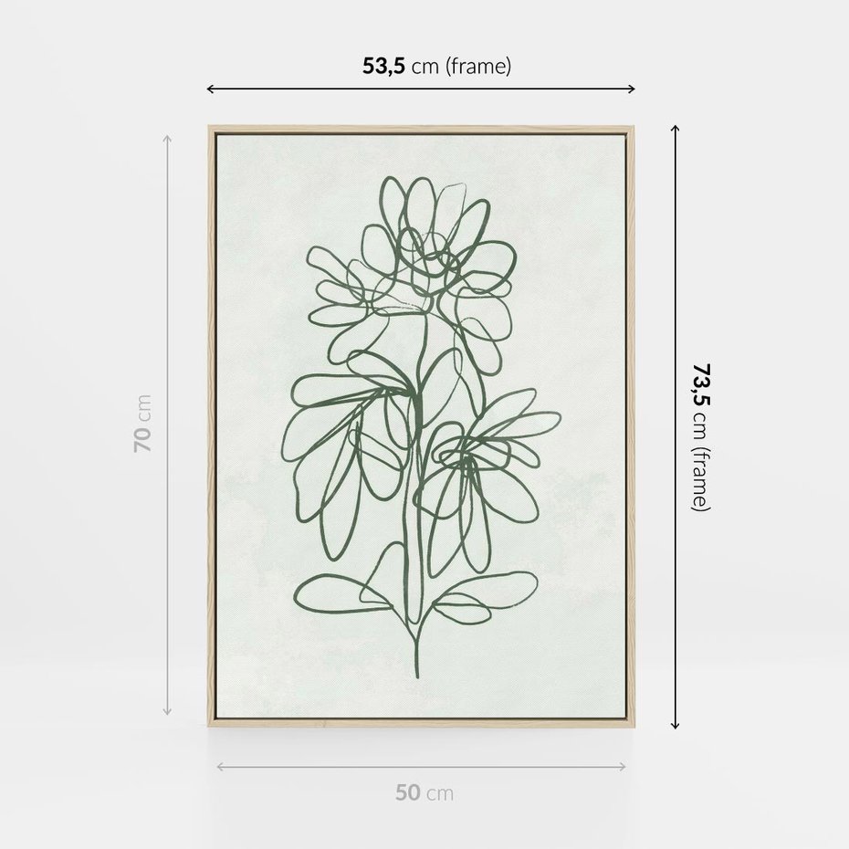 Obraz w ramie 50x70 - Spokojne Poddanie Naturze - zielony plakat, roślinne inspiracje - rama drewno