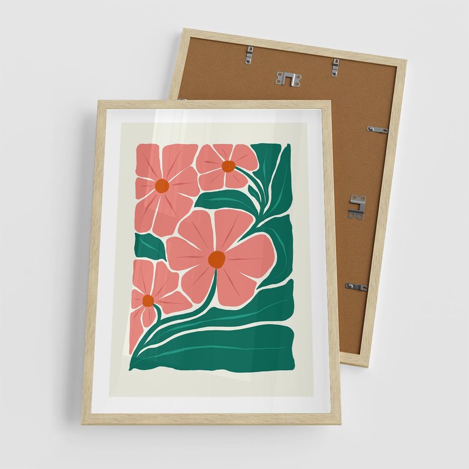 Plakat w ramie 50x70 - Energiczne Opowieści - kwiaty, sztuka nowoczesna - rama drewno