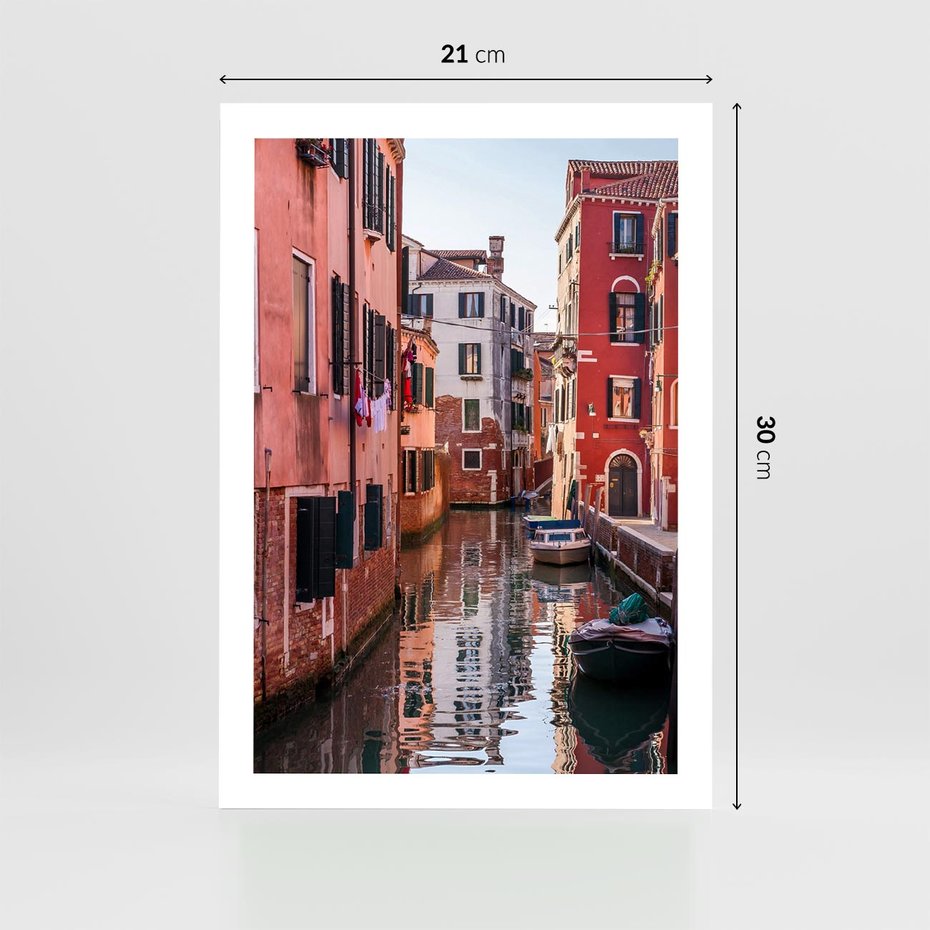 Plakat bez ramy 21x30 - Przejażdżka gondolą przez Wenecję - Wenecja, kanały