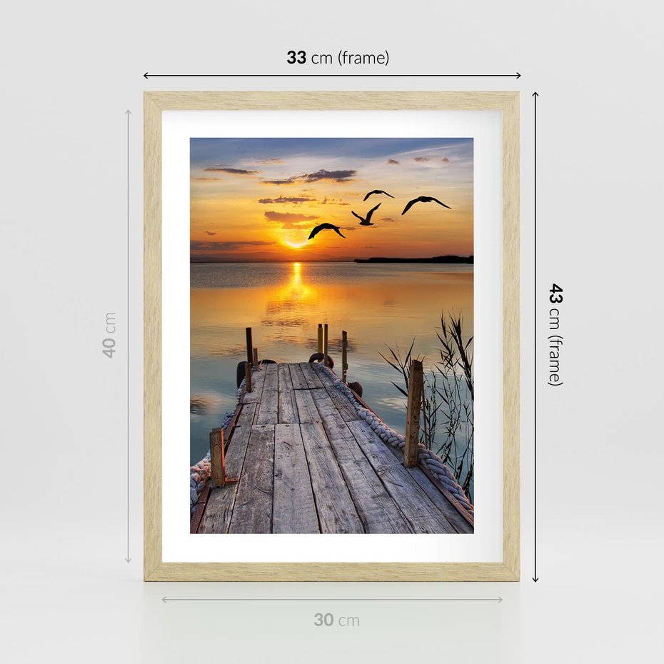 Plakat w ramie 30x40 - Magia zachodu słońca - zachód, słońca - rama drewno