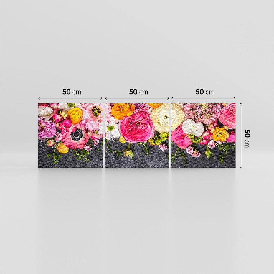 Obraz na płótnie 150x50 - Kompozycje kwiatowe: harmonia natury - kwiaty, kompozycja