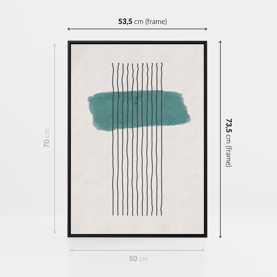 Obraz w ramie 50x70 - Bezczasowe Wspomnienia - abstrakcyjna akwarelowa plama, nieregularne kreski - rama czarna