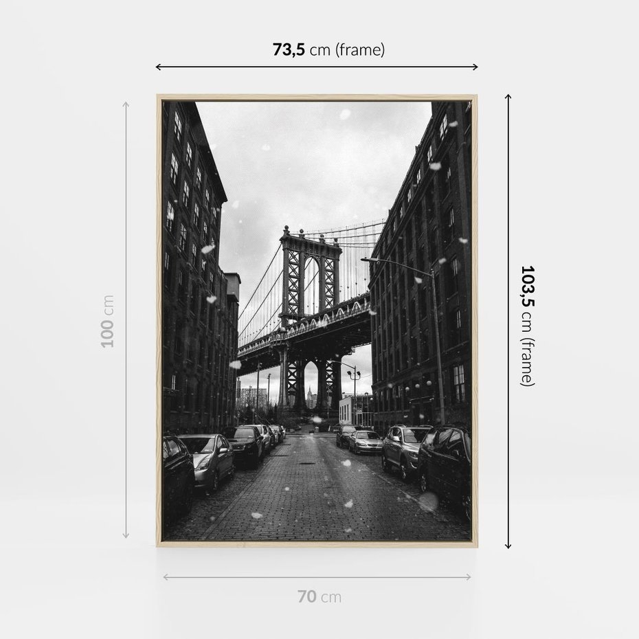 Obraz w ramie 70x100 - Ikona Miasta - Nowy Jork, most - rama drewno