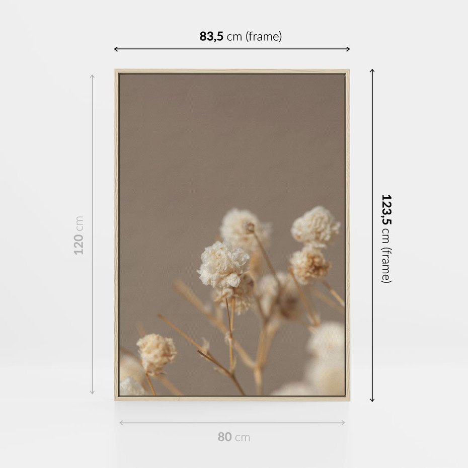 Obraz w ramie 80x120 - Przezroczyste piękno - gipsówka, suche - rama drewno