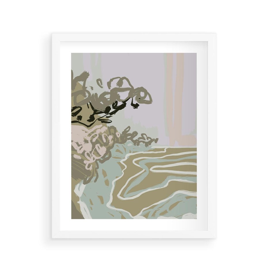 Plakat w ramie 40x50 - Wizja Przestrzeni - pastelowy krajobraz, nowoczesny plakat - rama biała