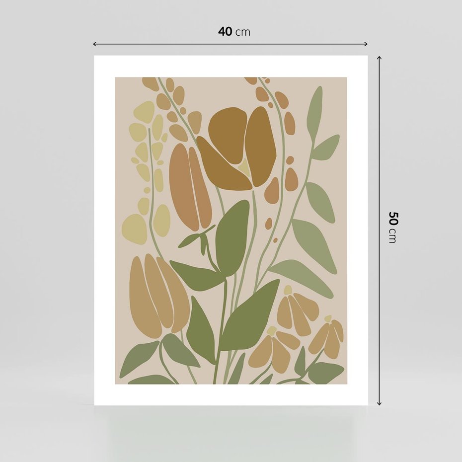 Plakat bez ramy 40x50 - Beżowo i Roślinnie - nowoczesny plakat, roślinność