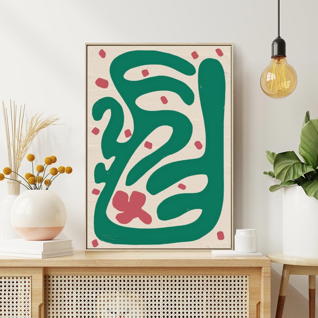 Obraz w ramie 80x120 - Boho Widoki - abstrakcyjny obraz, plakat - rama drewno