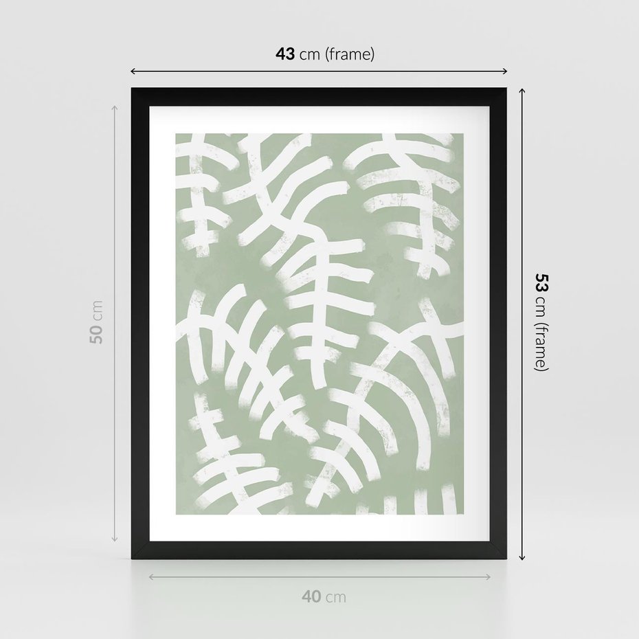 Plakat w ramie 40x50 - Oaza Zieleni - zielona abstrakcja, zgaszona zieleń - rama czarna