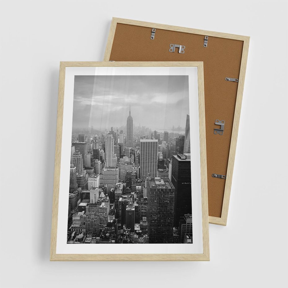 Plakat w ramie 50x70 - Majestatyczne Wysokości - Nowy Jork, wieżowce - rama drewno